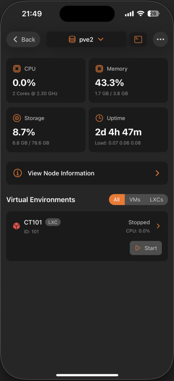 Node Management Screenshot